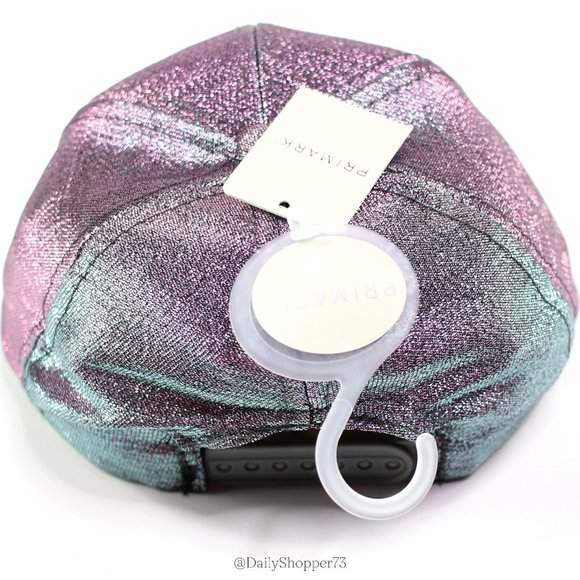 Primark Girls' Purple Blue Green Color Shift Glitter Woven Fabric Baseball Cap - Picture 5 of 7